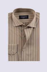 Khaki Stripe Men's Dress Shirt